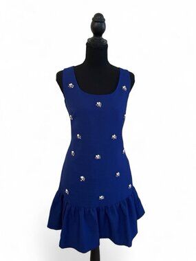 Brigitte Bailey Royal Blue Short Dress Semiformal Jewel Embellishments Lined, M